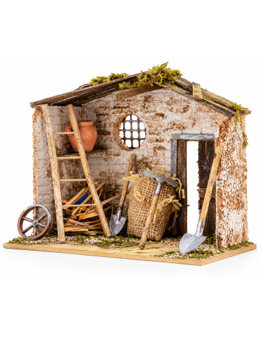 Deposito con Attrezzi Presepe Rossi Rosa 20x14x18 cm | Febo Garden