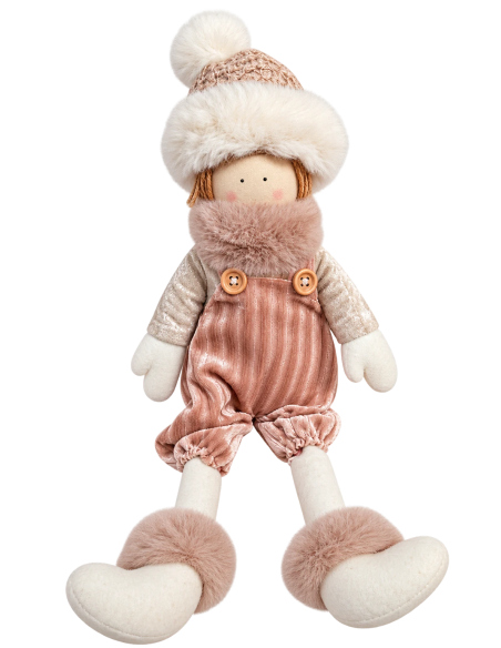 Bimbo Natalizio Seduto 34 cm Beige Rosa | Febo Garden