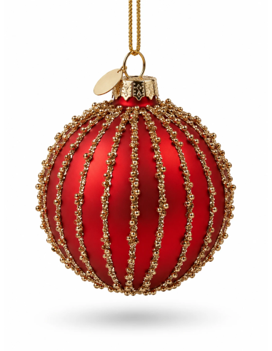 Sfera String Rossa Ø8 cm in Vetro Bizzotto | Febo Garden