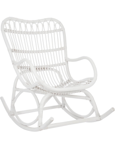 Poltrona a Dondolo J-Line Rattan Bianco 110x70x97