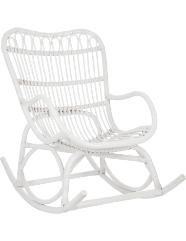 Poltrona a Dondolo J-Line Rattan Bianco 110x70x97