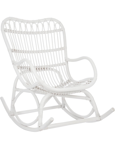 Poltrona a Dondolo J-Line Rattan Bianco 110x70x97