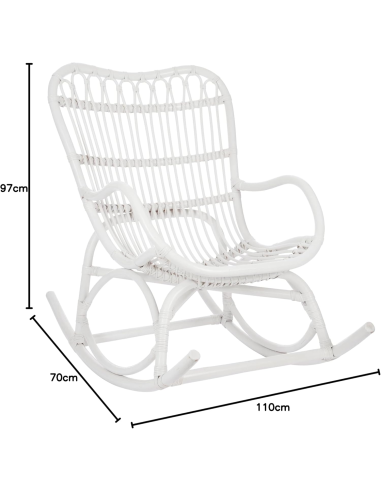 Poltrona a Dondolo J-Line Rattan Bianco 110x70x97
