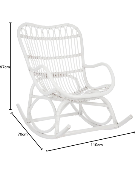 Poltrona a Dondolo J-Line Rattan Bianco 110x70x97