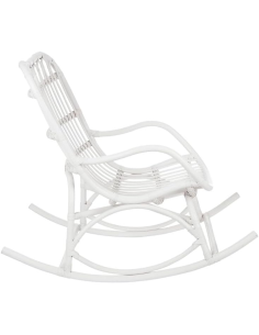 Poltrona a Dondolo J-Line Rattan Bianco 110x70x97 2