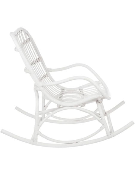Poltrona a Dondolo J-Line Rattan Bianco 110x70x97