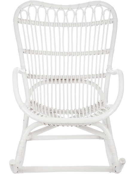 Poltrona a Dondolo J-Line Rattan Bianco 110x70x97