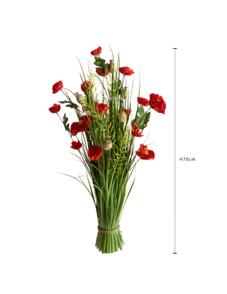 Fascio Papaveri Artificiali Rossi 70 cm | Febo Garden