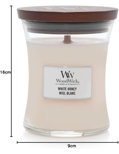 Candela WoodWick White Honey con Stoppino in Legno | Febo Garden