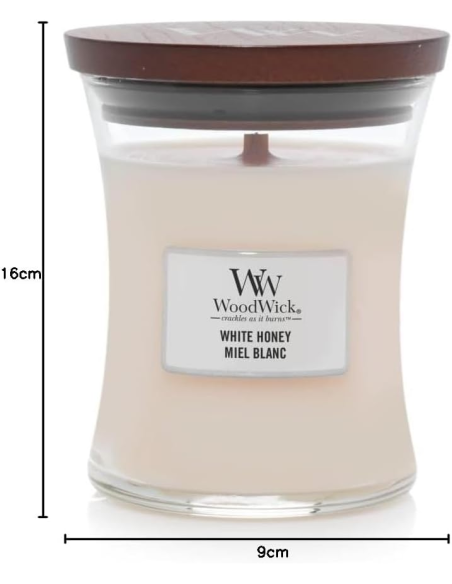 Candela WoodWick White Honey con Stoppino in Legno | Febo Garden