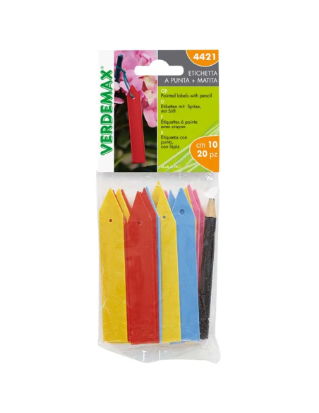 Etichette a Punta Verdemax 10 cm con Matita – 20 Pezzi