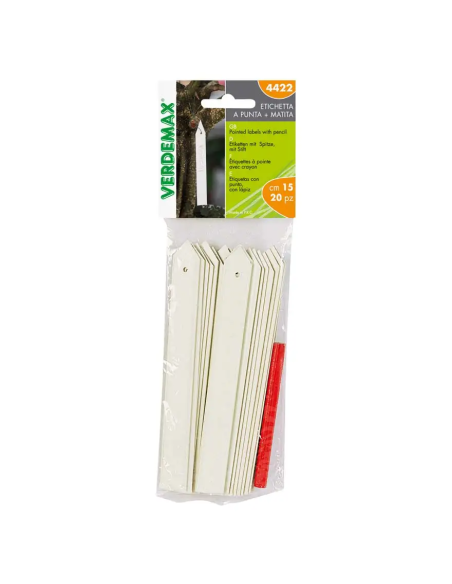 Etichette a Punta Verdemax 10 cm con Matita – 20 Pezzi
