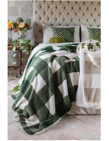 Plaid Sherpa Verde e Bianco Blanc MariClo’ 140x170 cm