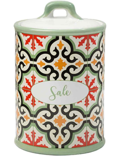 Barattolo Ceramica Stoneware Sale Cefalù cm.Ø10x16 Montemaggi