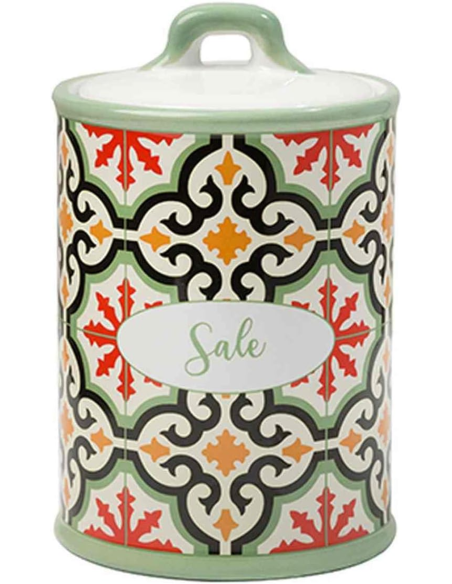 Barattolo Ceramica Stoneware Sale Cefalù cm.Ø10x16 Montemaggi