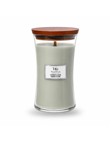 WoodWick Lavender & Cedar Candela Grande con Stoppino in Legno
