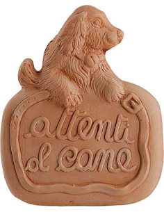 Attenti al Cane Antico Mestiere in Terracotta da Parete