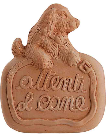 Attenti al Cane Antico Mestiere in Terracotta da Parete