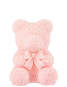 Candela orsetto rosa grande J-Line con rose | Febo Garden