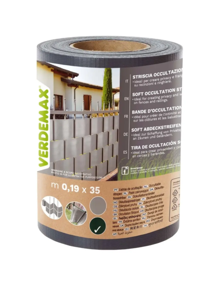 Striscia Occultazione PVC Soft Grigio Verdemax 0,19 x 35 m