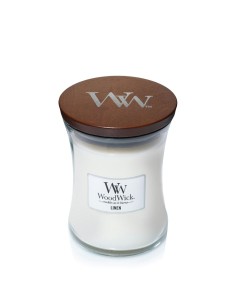 WoodWick Linen Candela Media 275 g