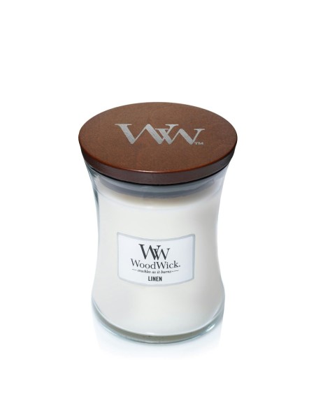 WoodWick Linen Candela Media 275 g