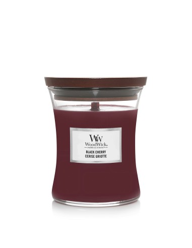 WoodWick Candela Grande Black Cherry con Stoppino in Legno