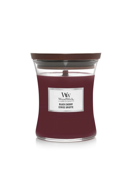 WoodWick Candela Grande Black Cherry con Stoppino in Legno