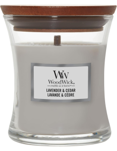 Candela WoodWick Lavender & Cedar con Stoppino in Legno
