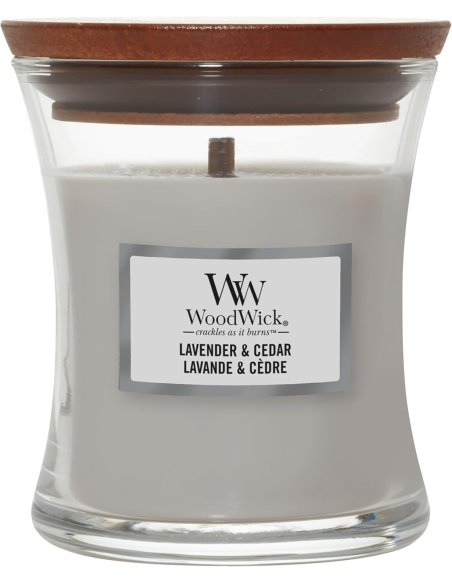 Candela WoodWick Lavender & Cedar con Stoppino in Legno