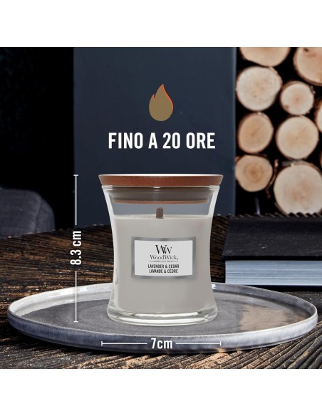 Candela WoodWick Lavender & Cedar con Stoppino in Legno
