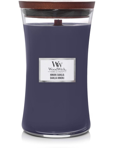 Candela WoodWick Hinoki Dahlia Giara Grande Stoppino Legno