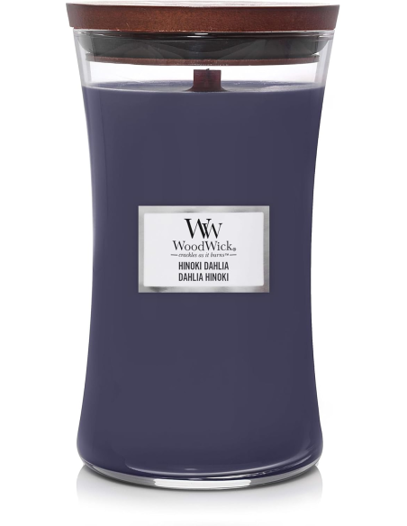 Candela WoodWick Hinoki Dahlia Giara Grande Stoppino Legno