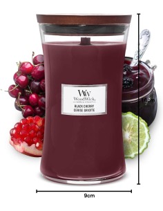 Candela WoodWick Black Cherry Giara Grande Stoppino Legno 2