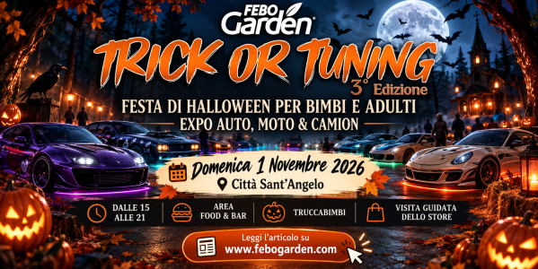 Trick or Tuning 2026 da Febo Garden: Halloween, Auto, Moto e Camion a Città Sant’Angelo
